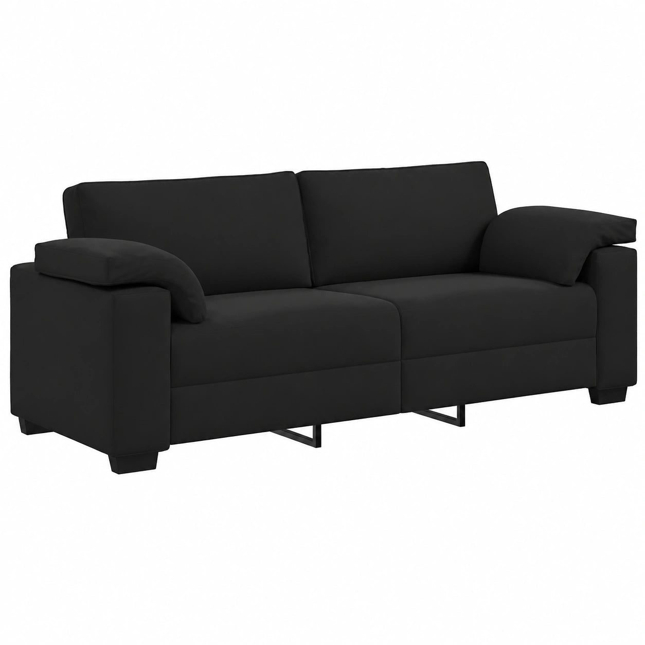 Sofá de Terciopelo Negro de 3 Plazas 220x77x82 cm - Confort Elegante