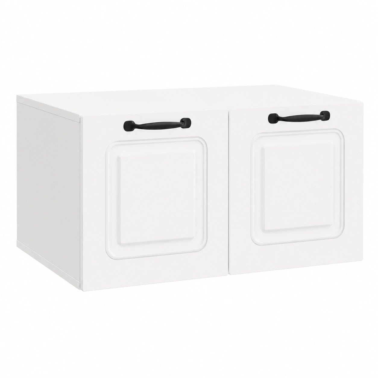 Unidad de TV flotante de madera blanca brillante, 59,5x41x30 cm, 2 puertas y amplio espacio para salón