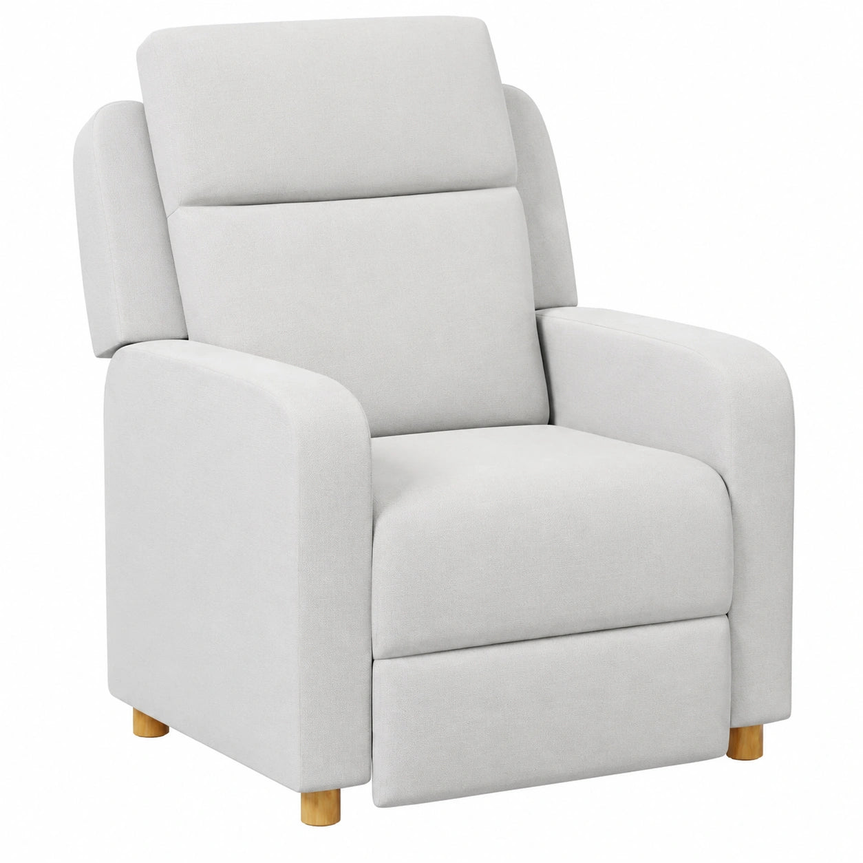 Sillón Reclinable Nalui con Tapizado de Tela Gris Claro y Estructura Robusta