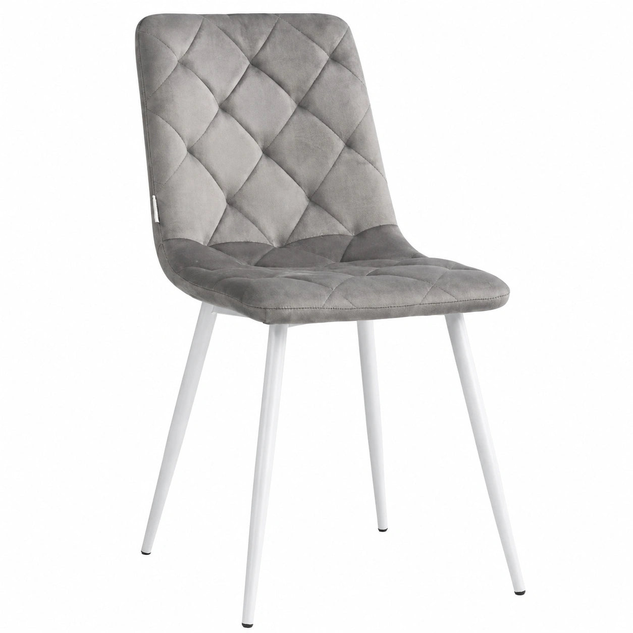 Conjunto de 4 Sillas de Comedor Grises Acolchadas con Patas Blancas, Diseño Moderno Ergonómico