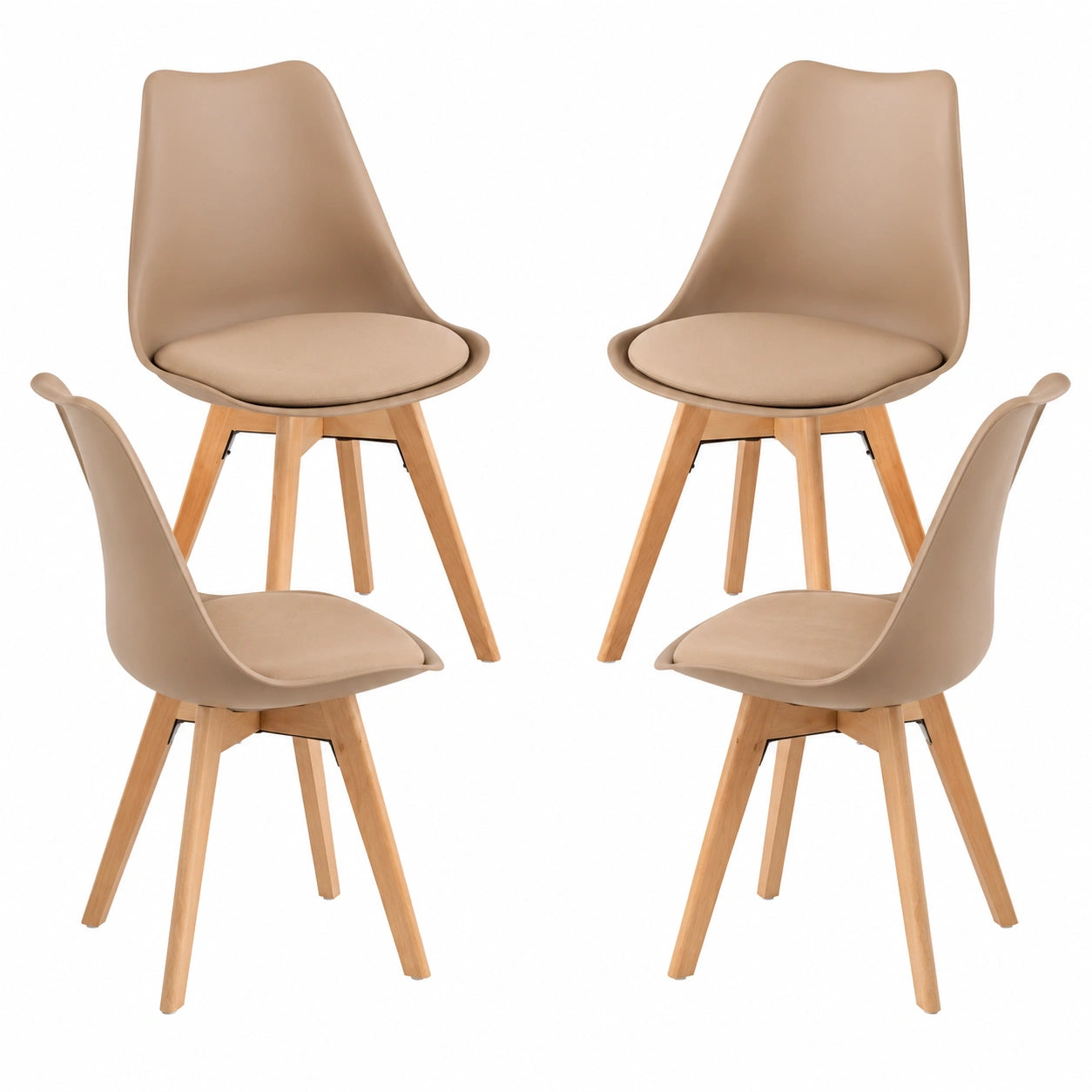 Conjunto de 4 Sillas de Comedor Synk Basic en Color Trigo