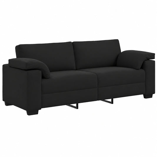Sofá de Terciopelo Negro de 3 Plazas 220x77x82 cm - Confort Elegante