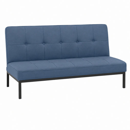 SWEET SOFA Sofá Cama 3 Plazas Azul con Tapizado Suave y Estructura Metálica