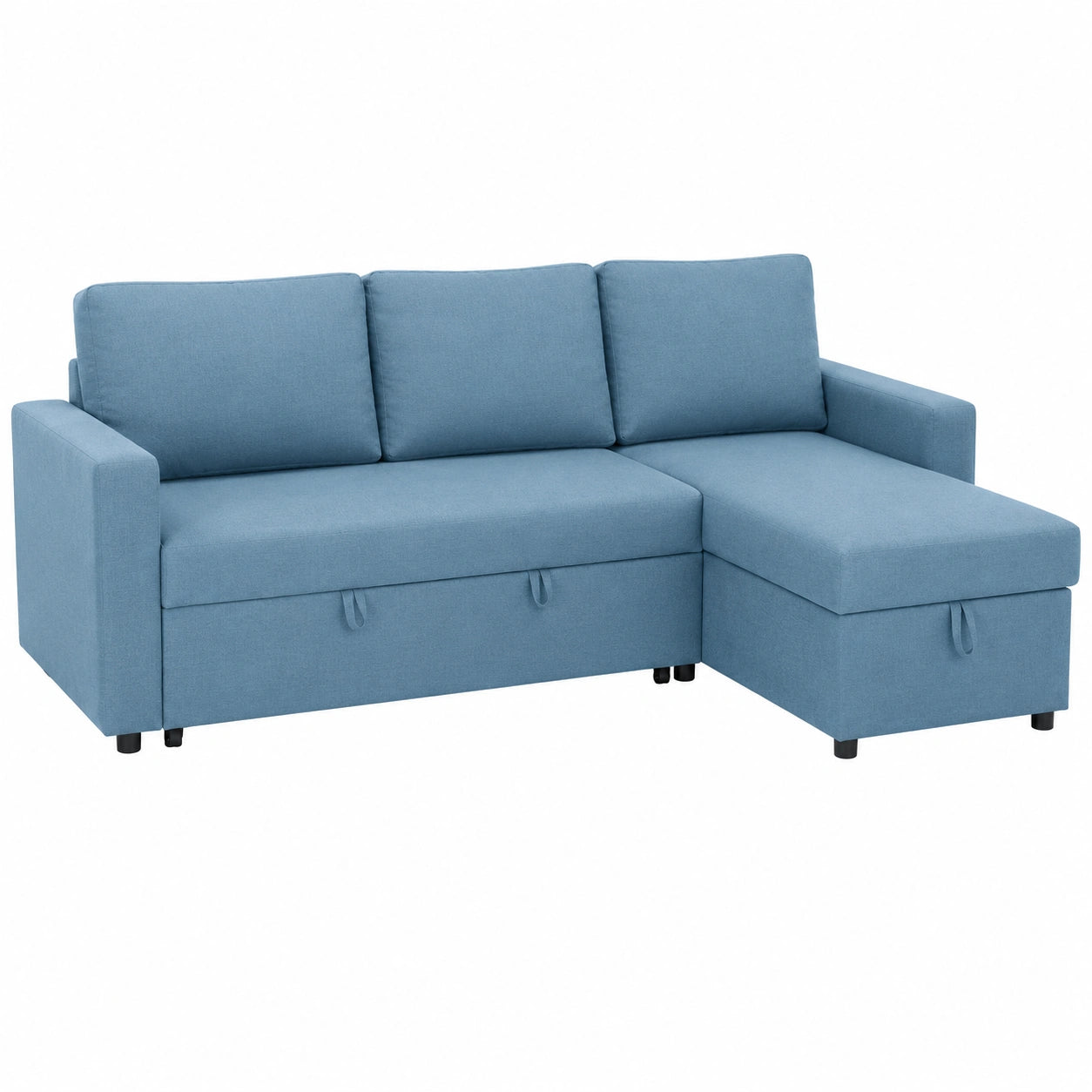 Sofá 3 Plazas Azul con Chaiselongue y Arcón - Máximo Confort