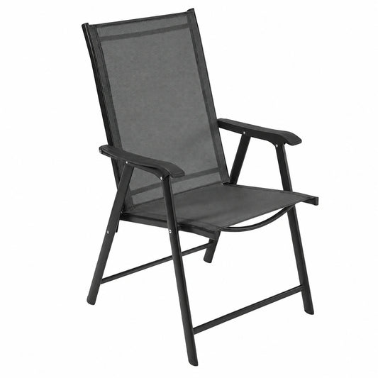 Juego de 2 Sillas Plegables para Exterior con Reposabrazos, Metal y Textilene, Soporta 150kg, Negro