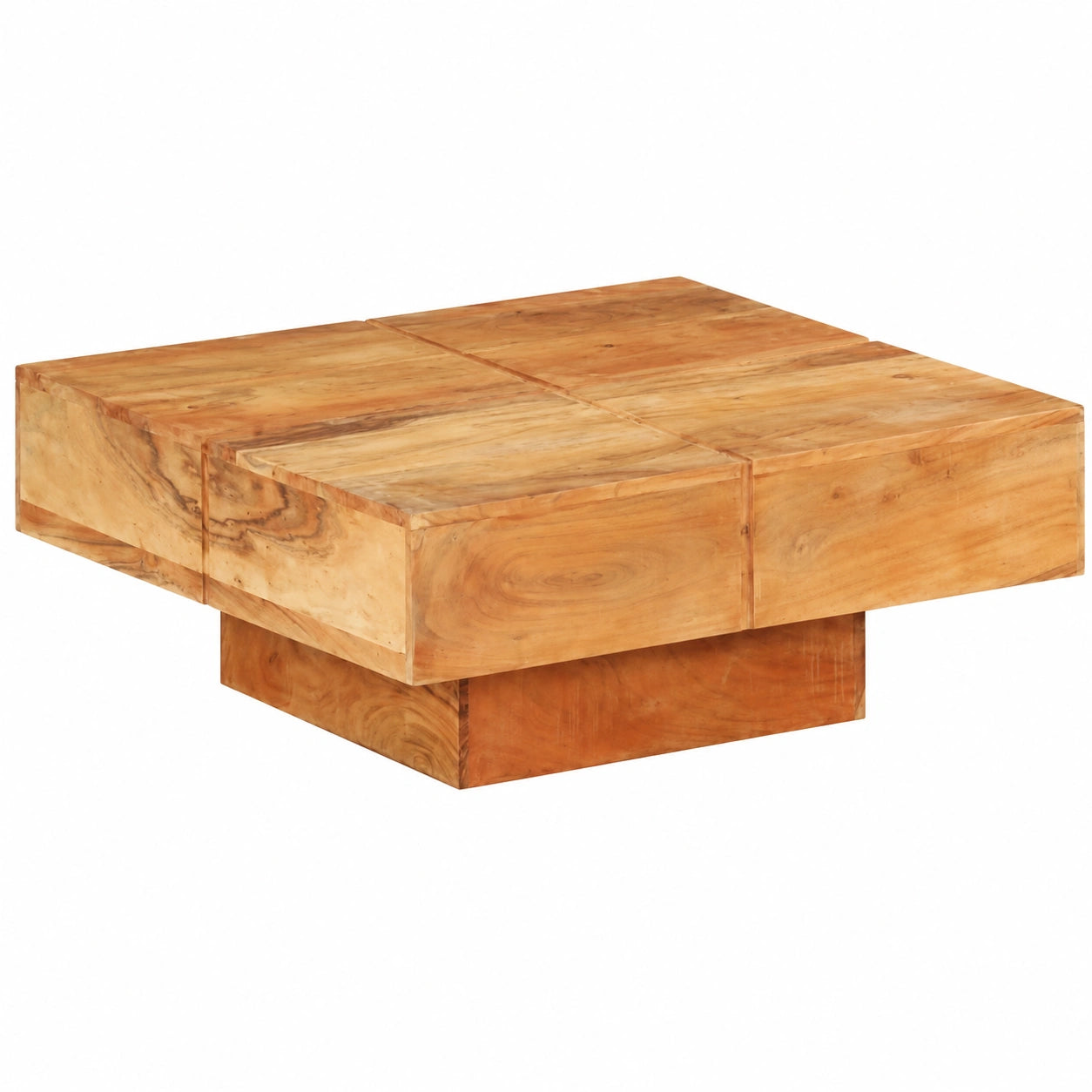 Mesa de Centro de Madera de Acacia para Sala de Estar 80x80x28 cm