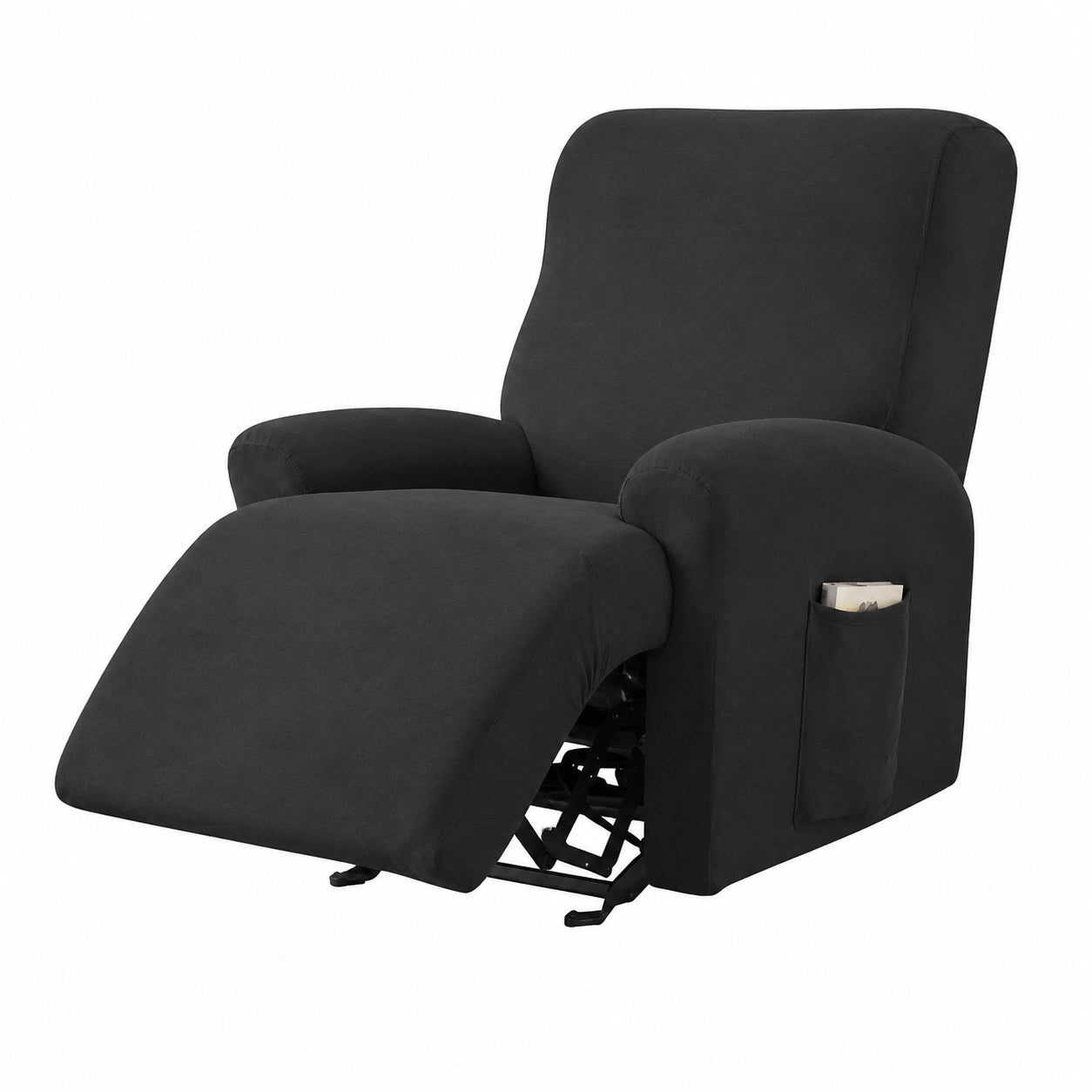 Funda de terciopelo elástica para sillón reclinable con bolsillos 360°, protección completa y confort superior