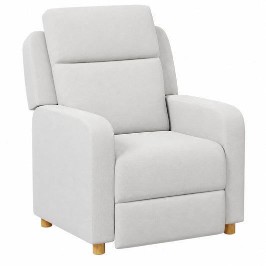 Sillón Reclinable Nalui con Tapizado de Tela Gris Claro y Estructura Robusta