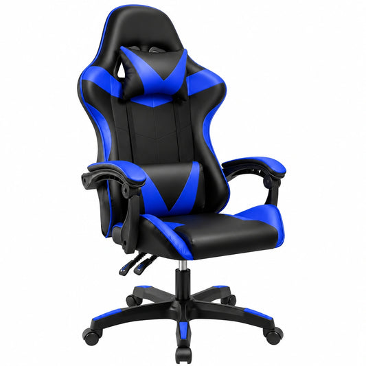 Silla de Juego Ergonómica con Soporte Lumbar y Cervical, Altura Ajustable