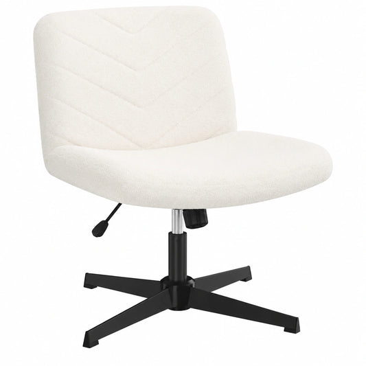 Silla sin Ruedas Yaheetech para Oficina y Hogar, Diseño Ancho, Ideal para Juegos y Maquillaje, Color Marfil
