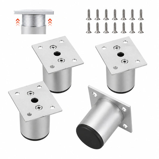 Patas Ajustables de Aluminio para Muebles de 4 cm, Juego de 16 Unidades