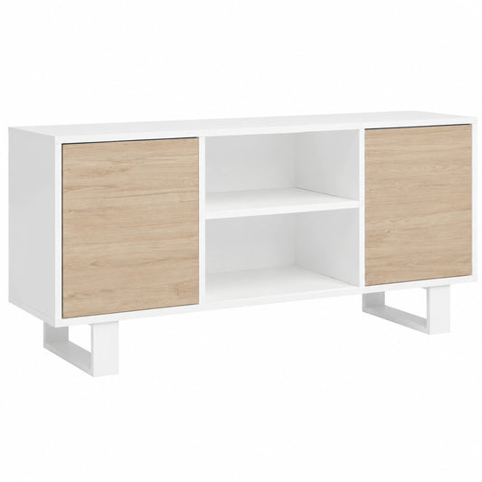 Mueble de TV Wind 140cm, 2 puertas, blanco/roble, para sala de estar