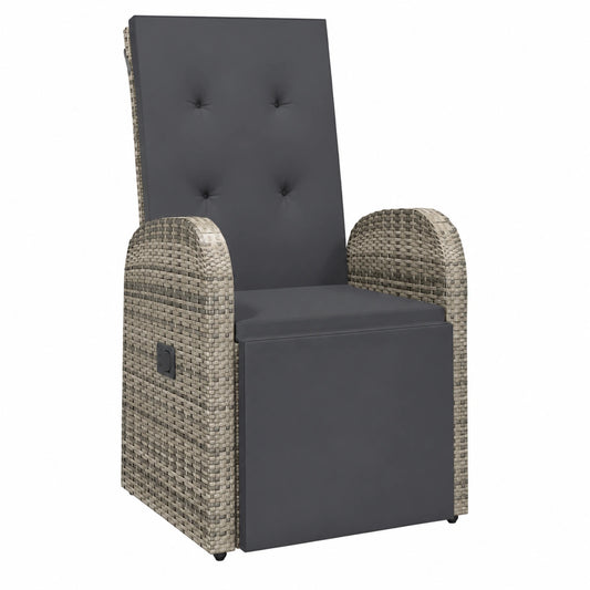 Set de 2 Sillones Reclinables de Jardín con Cojines de Ratán PE Gris