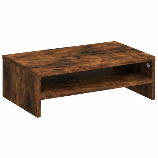 Elevador de Monitor de Roble Ahumado con Estante Integrado, 42x24x13 cm