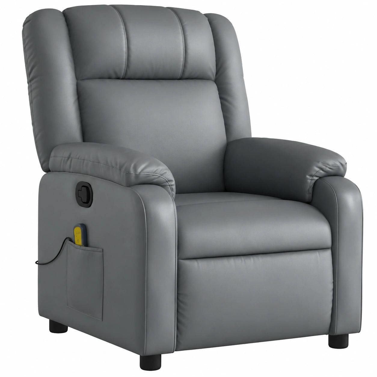 Sillón Reclinable de Masaje en Cuero Sintético Gris para Relax y TV