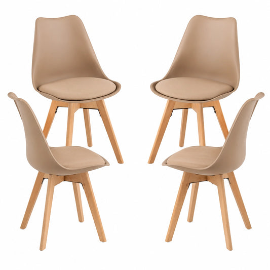 Conjunto de 4 Sillas de Comedor Synk Basic en Color Trigo