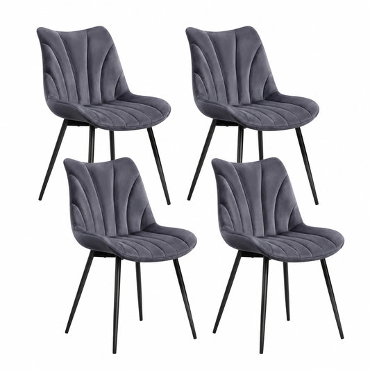 Conjunto de 2 Sillas de Comedor sin Reposabrazos con Estructura Metálica, Gris Oscuro