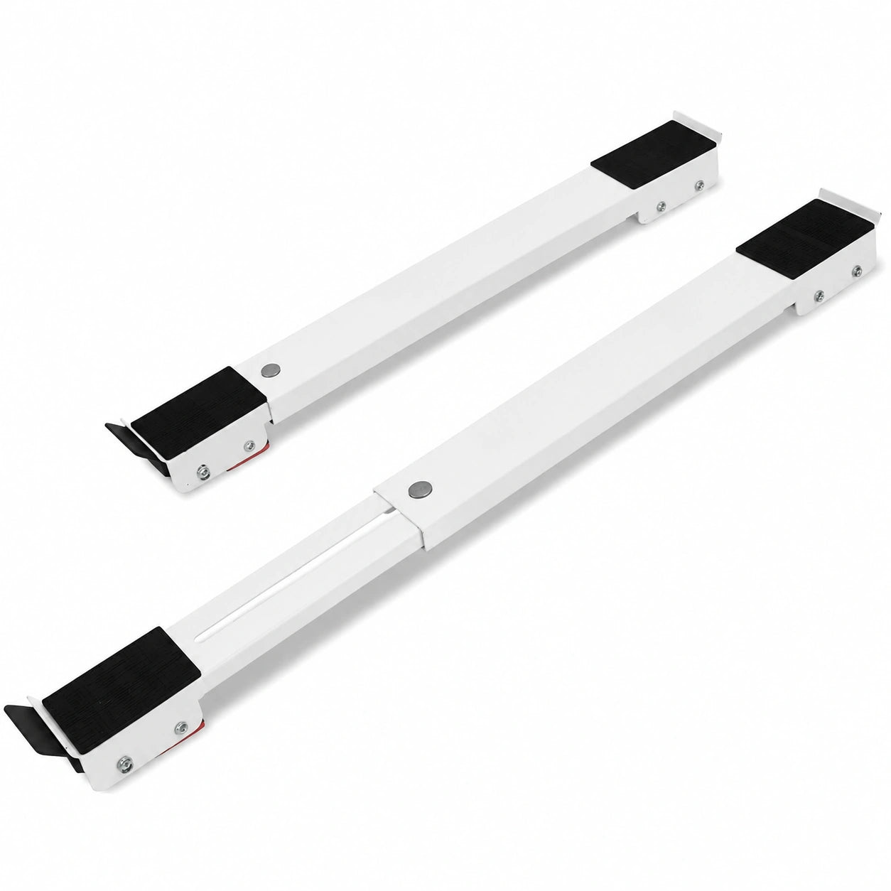 Carrito Ajustable para Lavadora y Refrigerador con Ruedas y Frenos, Blanco (45-72 cm), 2 Unidades