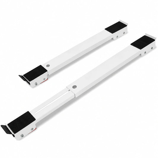 Carrito Ajustable para Lavadora y Refrigerador con Ruedas y Frenos, Blanco (45-72 cm), 2 Unidades