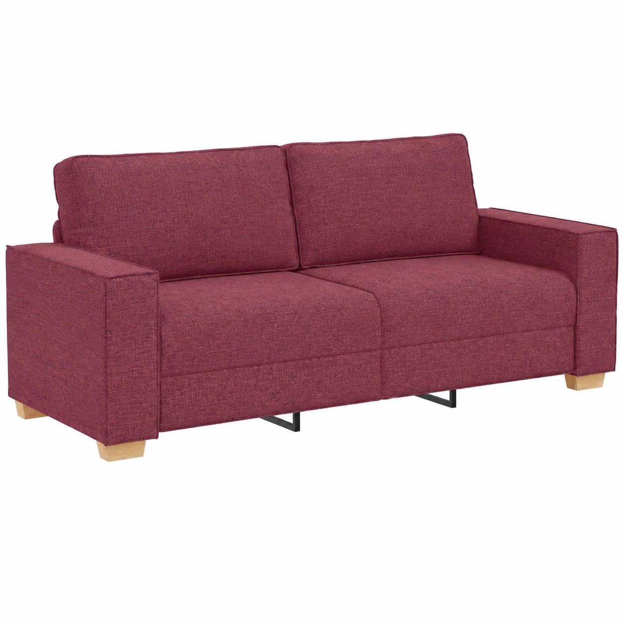 Sofá 3 Plazas de Tela en Rojo Burdeos, 180 cm