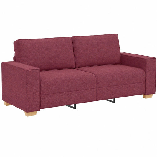 Sofá 3 Plazas de Tela en Rojo Burdeos, 180 cm
