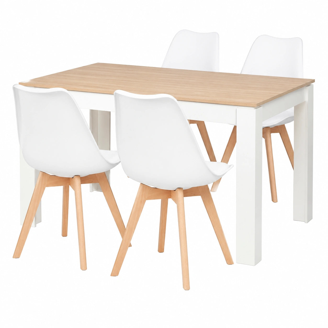 Conjunto de Mesa Comedor de Madera con 4 Sillas para Sala y Cocina, 120 cm